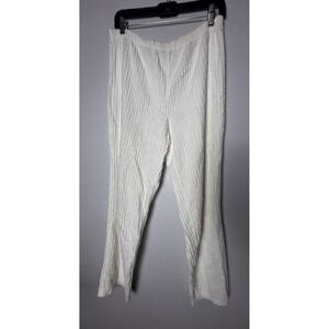 VTG Women's Tuftees Terry Cloth Chenille Pants Small 80s Rib White Cottage Beach